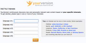 YourVersion - Add Interests