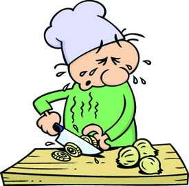 cartoon chef cutting onion