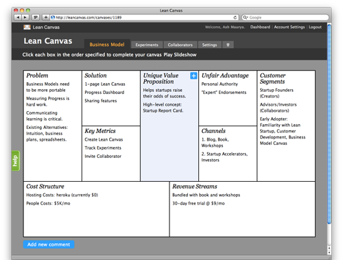 Lean Canvas - 1-Page Business Model